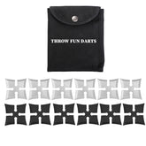 THROWFUN 12 Pack 9Cr17 stainless steel- 3.03''(length) 0.1''(thick) , throwing knives set  Full-Tang Throwing Set, with Nylon Sheath for Competition and Recreation Black/Silvery Cross Hollow Darts-FB-YF16-3B-12